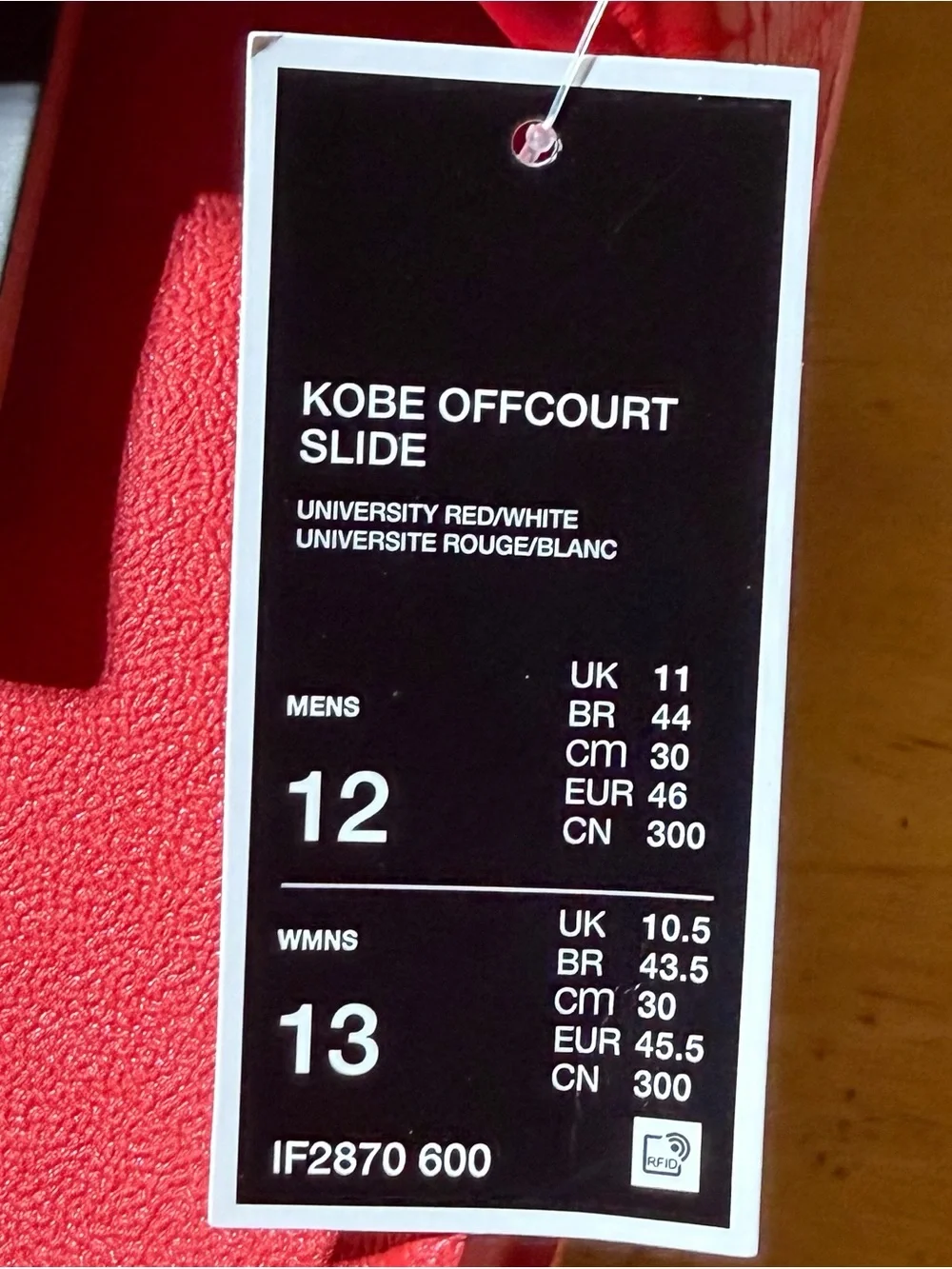 Nike Kobe Offcourt Slide Sandals Red White Logo Comfort IF2870-600 Mens 12 NEW